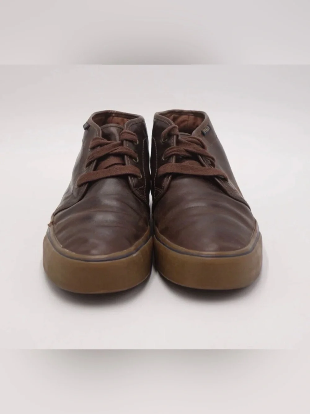 Polo by Ralph Lauren Brown Leather Chukka Sneakers Mens Sz 9.5
